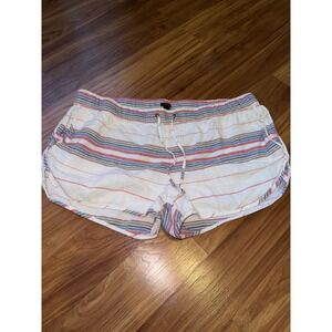 J. Crew Women's Striped Drawstring Shorts Casual White Red Blue Green M‎